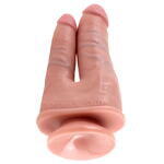 Двойной фаллоимитатор на присоске телесный King Cock Double Penetrator Flesh